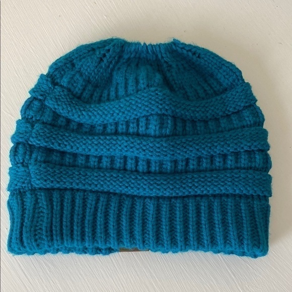 C.C Blue Knit Bohemian Beanie Whimsical Winter Hat - Picture 4 of 6